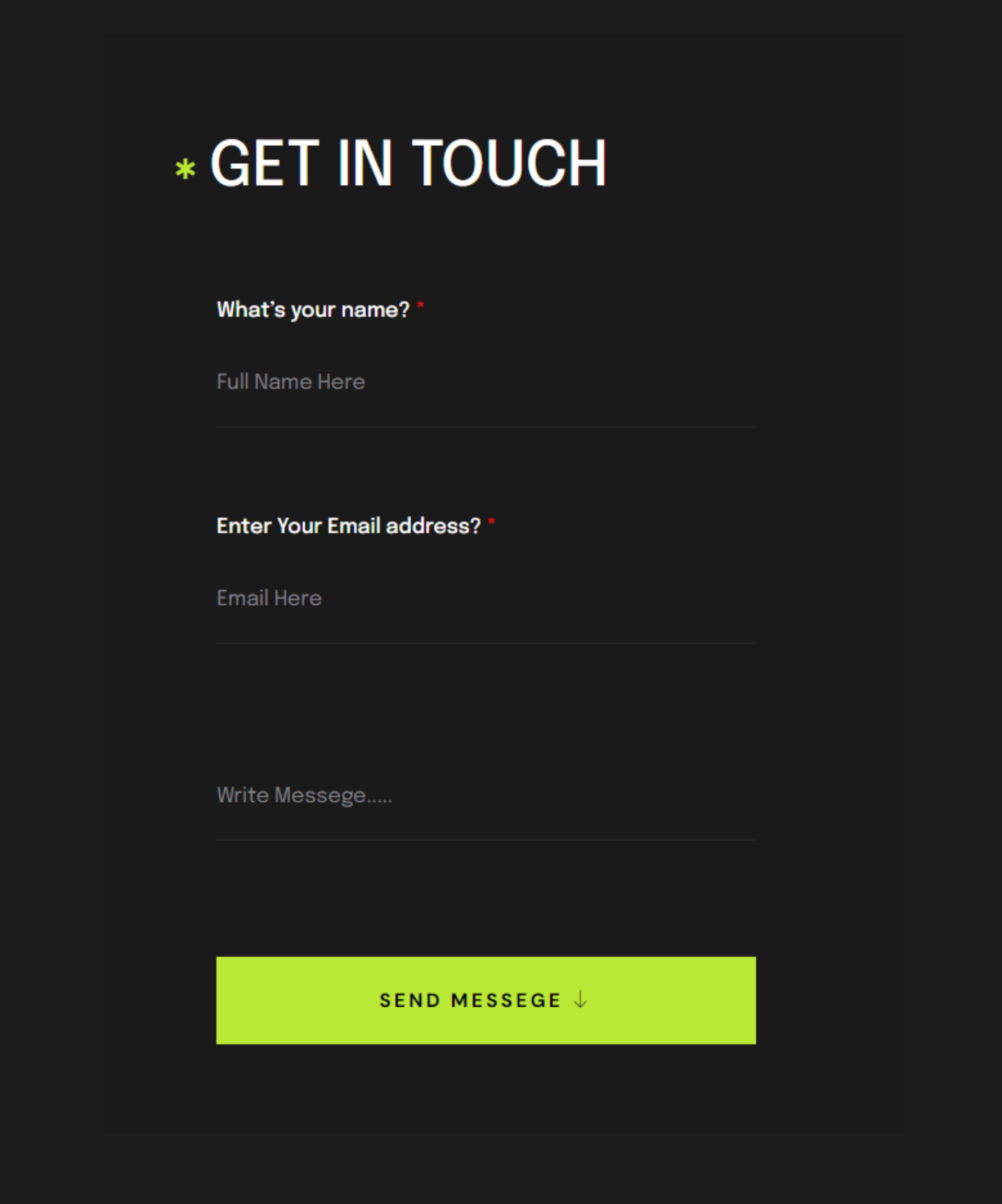Form Contact Home